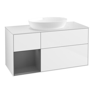 V&B Meuble sous lavabo Finion 120 cm, Pl w m, Rg A m Lac, blanc brillant Lac