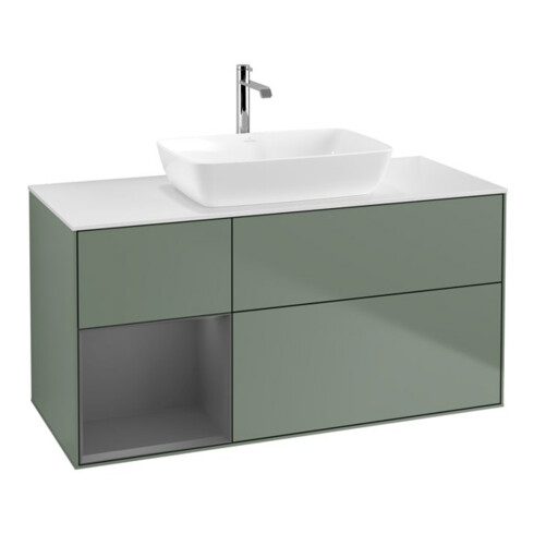 V&B Meuble sous lavabo Finion 120 cm, Pl w m, Rg A m Lac, Oli. m Lac