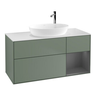 V&B Meuble sous lavabo Finion 120 cm, Pl w m, Rg A m Lac, Oli. m Lac