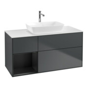 V&B Meuble sous-lavabo Finion 120 cm, Pl w m, Rg b m Lac, éclairage mural, md bl. m Lac