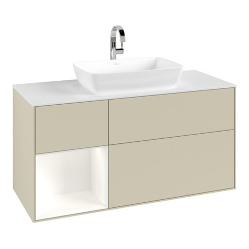 V&B Meuble sous lavabo Finion 120 cm, Pl w m, Rg blc m laque, si Gr m laque