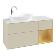 V&B Meuble sous lavabo Finion 120 cm, Pl w m, Rg doré m Lac, si Gr m Lac