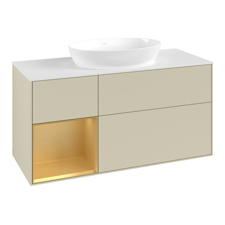 V&B Meuble sous-lavabo Finion 120 cm, Pl w m, Rg doré m Lac, si Gr m Lac