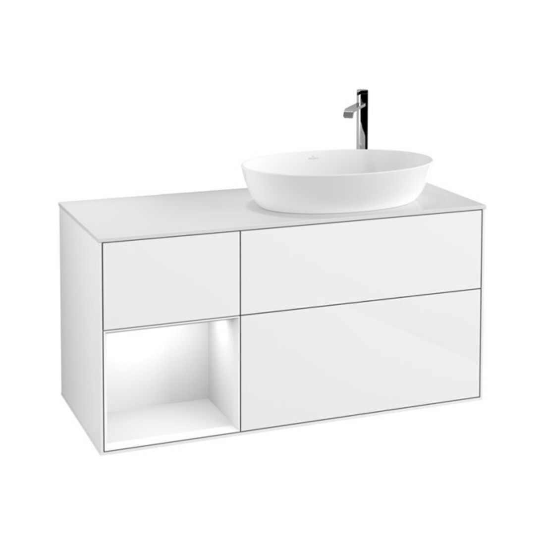 V&B Meuble sous lavabo Finion 120 cm, Pl w m, Rg g bl. Lac, brillant bl. Lac