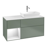 V&B Meuble sous lavabo Finion 120 cm, Pl w m, Rg g blanc laqué, Oli. m laqué