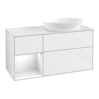 V&B Meuble sous lavabo Finion 120 cm, Pl w m, Rg g wh. Lac, blanc brillant