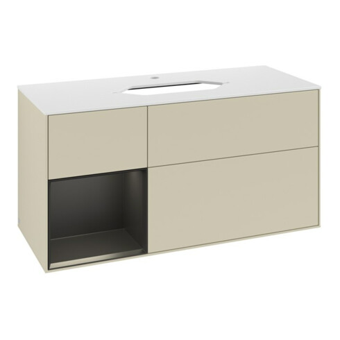 V&B Meuble sous lavabo Finion 120 cm, Pl w m, Rg l b m Lac, si Gr m Lac