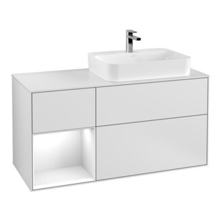 V&B Meuble sous-lavabo Finion 120 cm, Pl w m, Rg l g blanc laqué, blanc m laqué