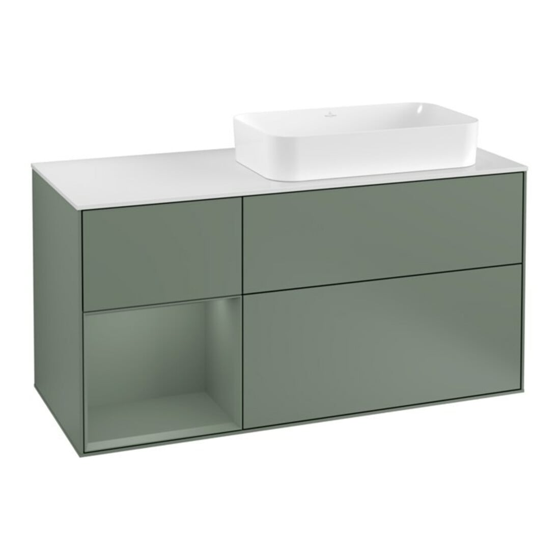 V&B Meuble sous lavabo Finion 120 cm, Pl w m, Rg l Ol m Lac, Oli. m Lac