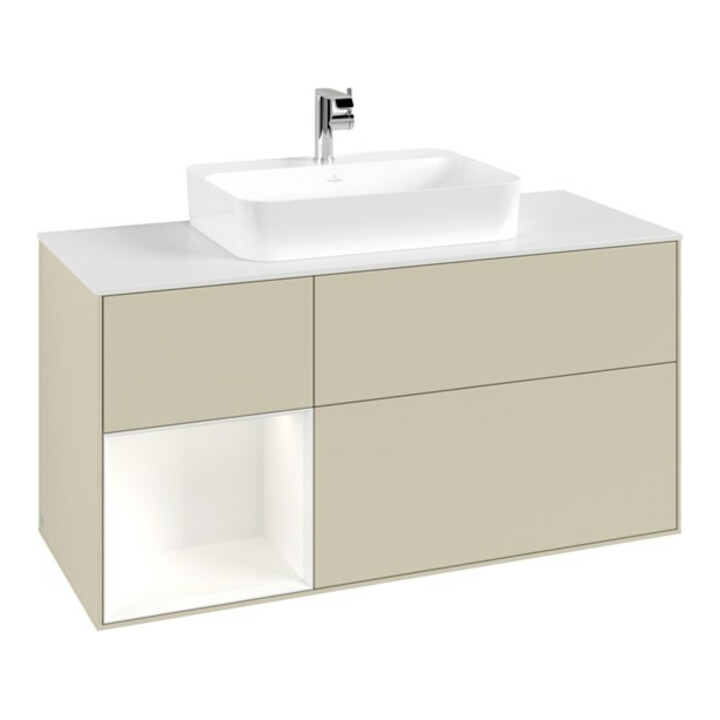 V&B Meuble sous lavabo Finion 120 cm, Pl w m, Rg l w m Lac, si Gr m Lac