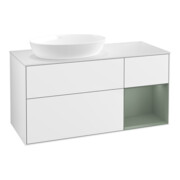 V&B Meuble sous lavabo Finion 120 cm, Pl w m, Rg Ol m Lac, blanc brillant Lac