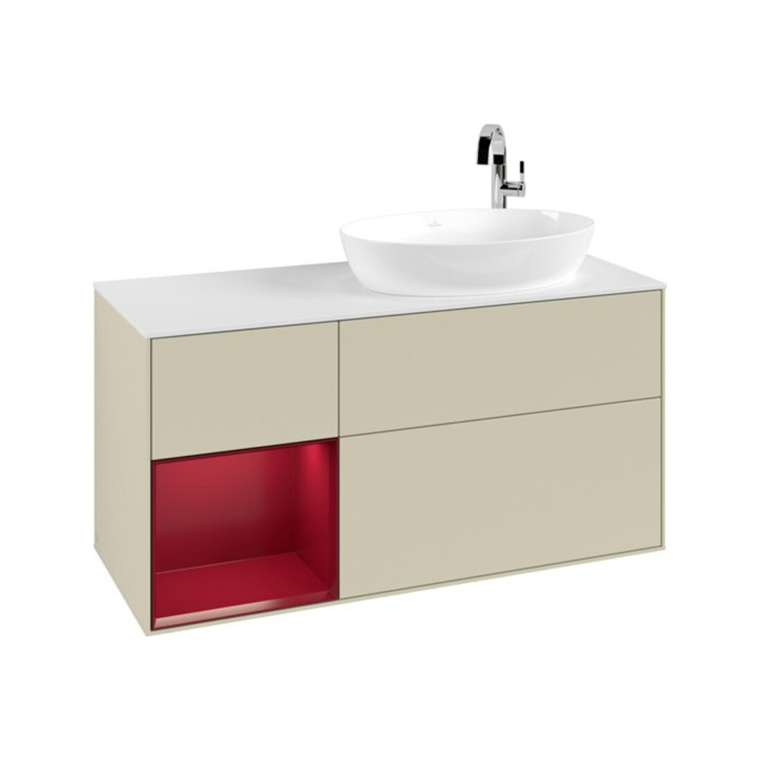 V&B Meuble sous lavabo Finion 120 cm, Pl w m, Rg Peo m Lac, si Gr m Lac