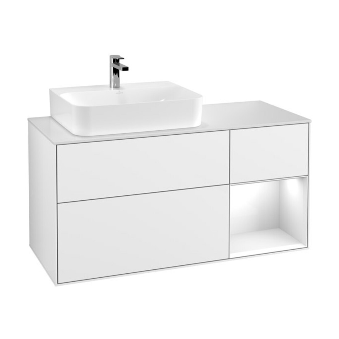 V&B Meuble sous lavabo Finion 120 cm, Pl w m, Rg r g w Lac, gla wh. Lac