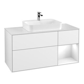 V&B Meuble sous-lavabo Finion 120 cm, Pl w m, Rg r g w Lac, glaçage blanc