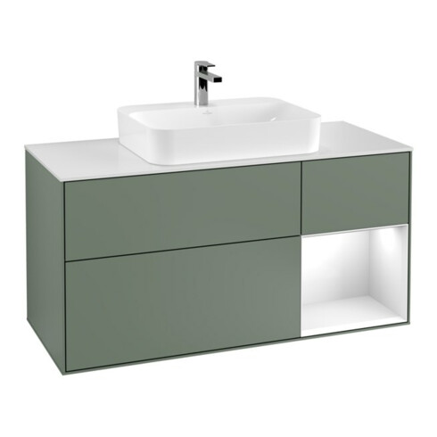 V&B Meuble sous lavabo Finion 120 cm, Pl w m, Rg r g w Lac, Oli. m Lac