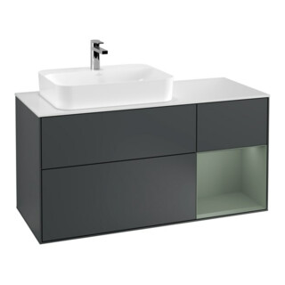 V&B Meuble sous lavabo Finion 120 cm, Pl w m, Rg r Ol m La, md b m Lac