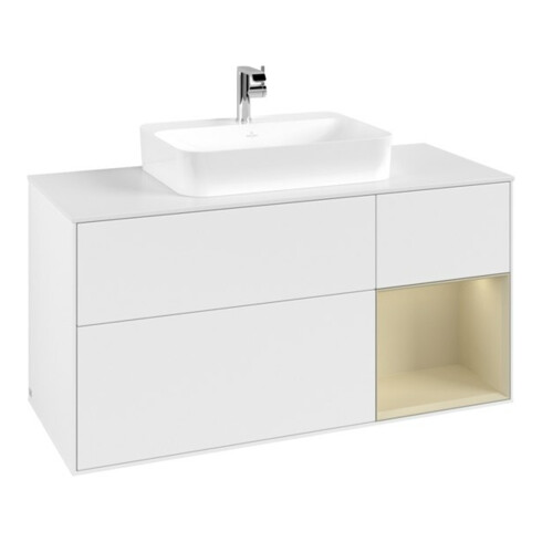 V&B Meuble sous lavabo Finion 120 cm, Pl w m, Rg r si G m La, blanc m Lac