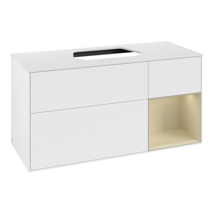 V&B Meuble sous lavabo Finion 120 cm, Pl w m, Rg r si G m La, blanc m Lac