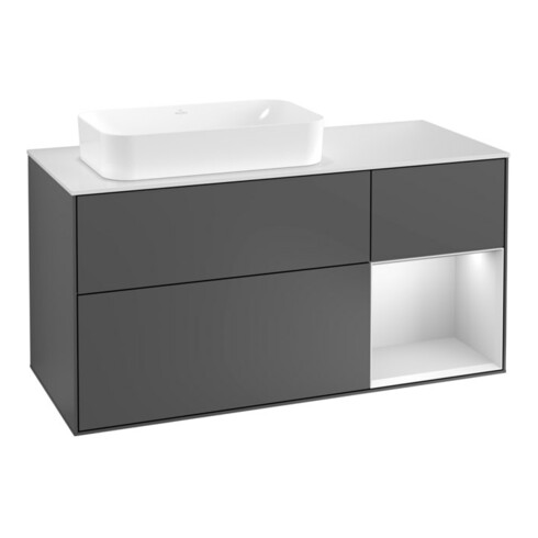 V&B Meuble sous-lavabo Finion 120 cm, Pl w m, Rg r w m Lac, Anthrac. m