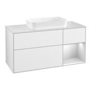 V&B Meuble sous lavabo Finion 120 cm, Pl w m, Rg r w m Lac, blanc brillant Lac
