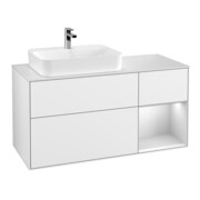 V&B Meuble sous lavabo Finion 120 cm, Pl w m, Rg r w m Lac, blanc brillant Lac