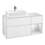 V&B Meuble sous lavabo Finion 120 cm, Pl w m, Rg r w m Lac, blanc brillant Lac
