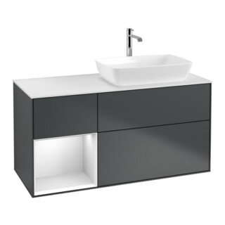 V&B Meuble sous lavabo Finion 120 cm, Pl w m, Rg w m Lac, md bl. m Lac