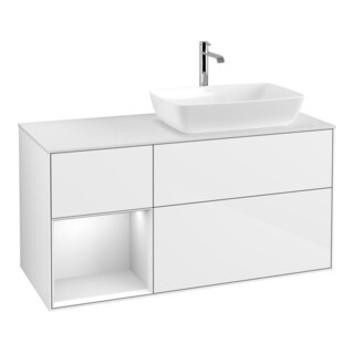 V&B Meuble sous lavabo Finion 120 cm, Pl w m, Rg wh. m Lac, glo wh. Lac