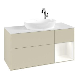 V&B Meuble sous-lavabo Finion 120 cm, Pl w m, Rg wh. m Lac, si Gr m Lac