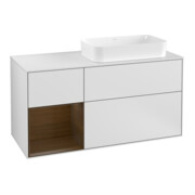 V&B Meuble sous lavabo Finion 120 cm, Pl w m, Tiroir gauche, blanc mat Lac