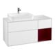 V&B Meuble sous lavabo Finion 120 cm, placage blanc mat, étagère droite Peo, laqué blanc brillant-1
