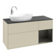 V&B Meuble sous-lavabo Finion 120 cm, placage blanc mat, façade bleue mate laquée, poignée grise mate laquée-4