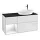 V&B Meuble sous lavabo Finion 120 cm, placage blanc mat, face brillante blanche, laqué blanc-1