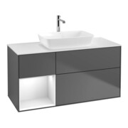 V&B Meuble sous lavabo Finion 120 cm, placage blanc mat, laque anthracite mat