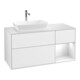 V&B Meuble sous-lavabo Finion 120 cm, placage blanc mat, laqué blanc brillant-1
