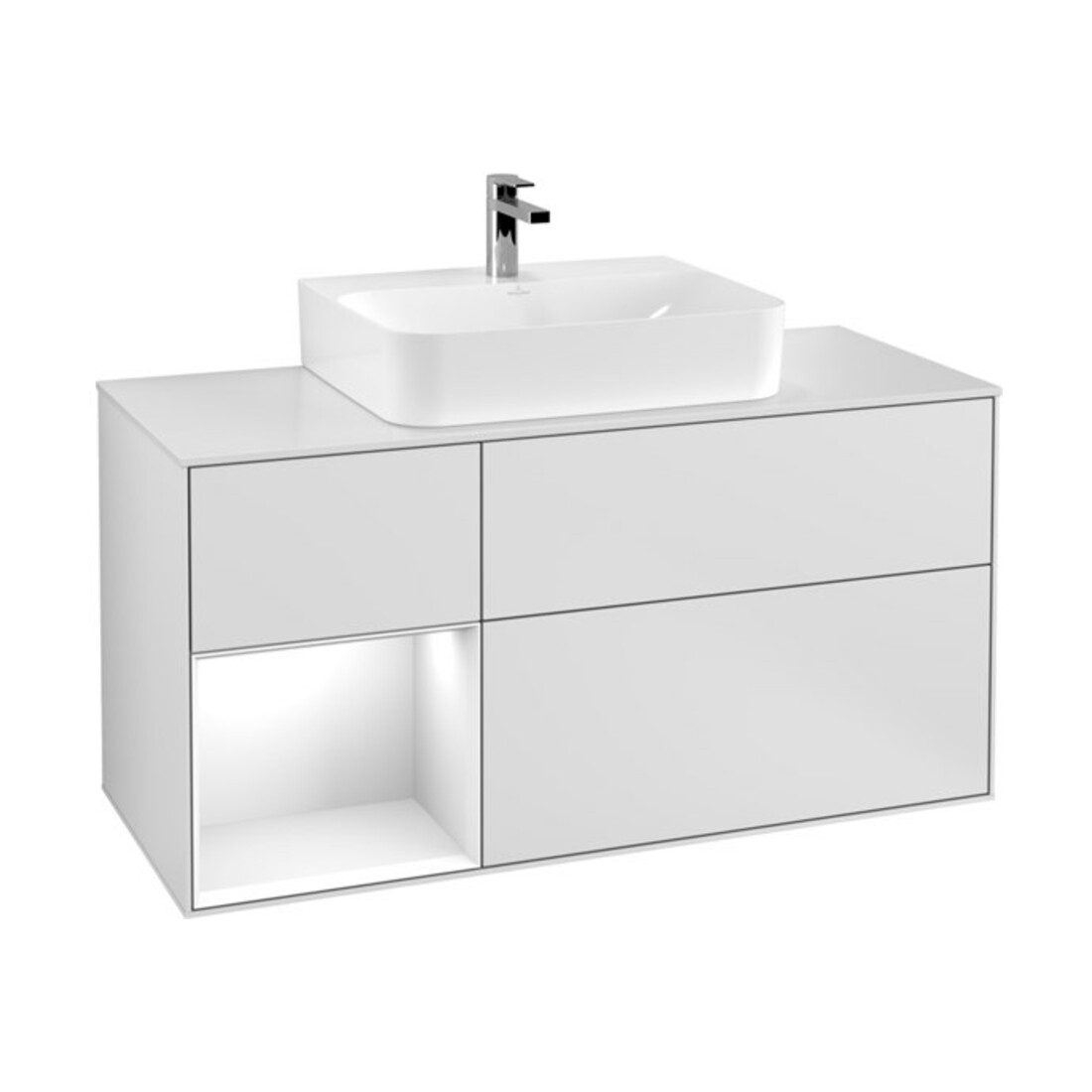 V&B Meuble sous lavabo Finion 120 cm, placage blanc mat, laque blanc, mat, laque