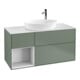 V&B Meuble sous lavabo Finion 120 cm, placage blanc mat, laqué gris, olivier mat laqué-1