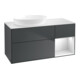 V&B Meuble sous lavabo Finion 120 cm, placage blanc mat, rangement blanc mat laqué, médium bleu mat laqué-1