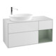 V&B Meuble sous lavabo Finion 120 cm, placage blanc mat, rangement olivier mat laqué-1