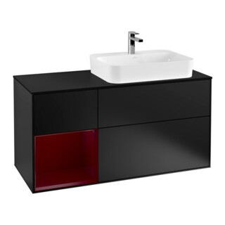 V&B Meuble sous lavabo Finion 120 cm, placage blanc mat, tiroir gauche, blanc mat laqué