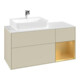 V&B Meuble sous lavabo Finion 120 cm, placage blanc mat, tiroir réglable, gris mat laqué-4