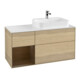 V&B Meuble sous lavabo Finion 120 cm, placage blanc, tiroir gauche, éclairage mural-1