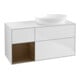 V&B Meuble sous lavabo Finion 120 cm, placage blanc, tiroir noyer veiné, blanc mat laqué-1