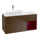 V&B Meuble sous lavabo Finion 120 cm, placage blanc, tiroirs laqués, noyer veinée-1
