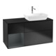 V&B Meuble sous lavabo Finion 120 cm, placage bleu mat, étagère médium mat laqué bleu mat laqué-1