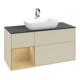 V&B Meuble sous lavabo Finion 120 cm, placage bleu mat, rangement ouvert, poignée gris mat laqué-4