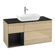 V&B Meuble sous lavabo Finion 120 cm, placage bleu mat, réglette bleu mat Lac, Oa ven