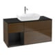V&B Meuble sous lavabo Finion 120 cm, placage bleu mat, réglette bleu mat laqué, noyer veinée-1