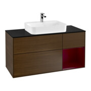 V&B Meuble sous lavabo Finion 120 cm, placage bleu, porte droite, noyer veneer