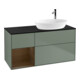 V&B Meuble sous lavabo Finion 120 cm, placage bleu, rangement en noyer, huile et laque-1